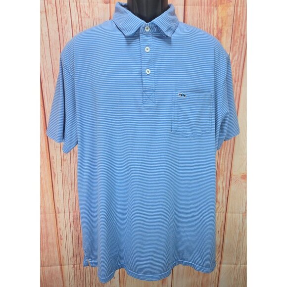 Fish Hippie Mens Blue Striped Polo XXL - Picture 1 of 8